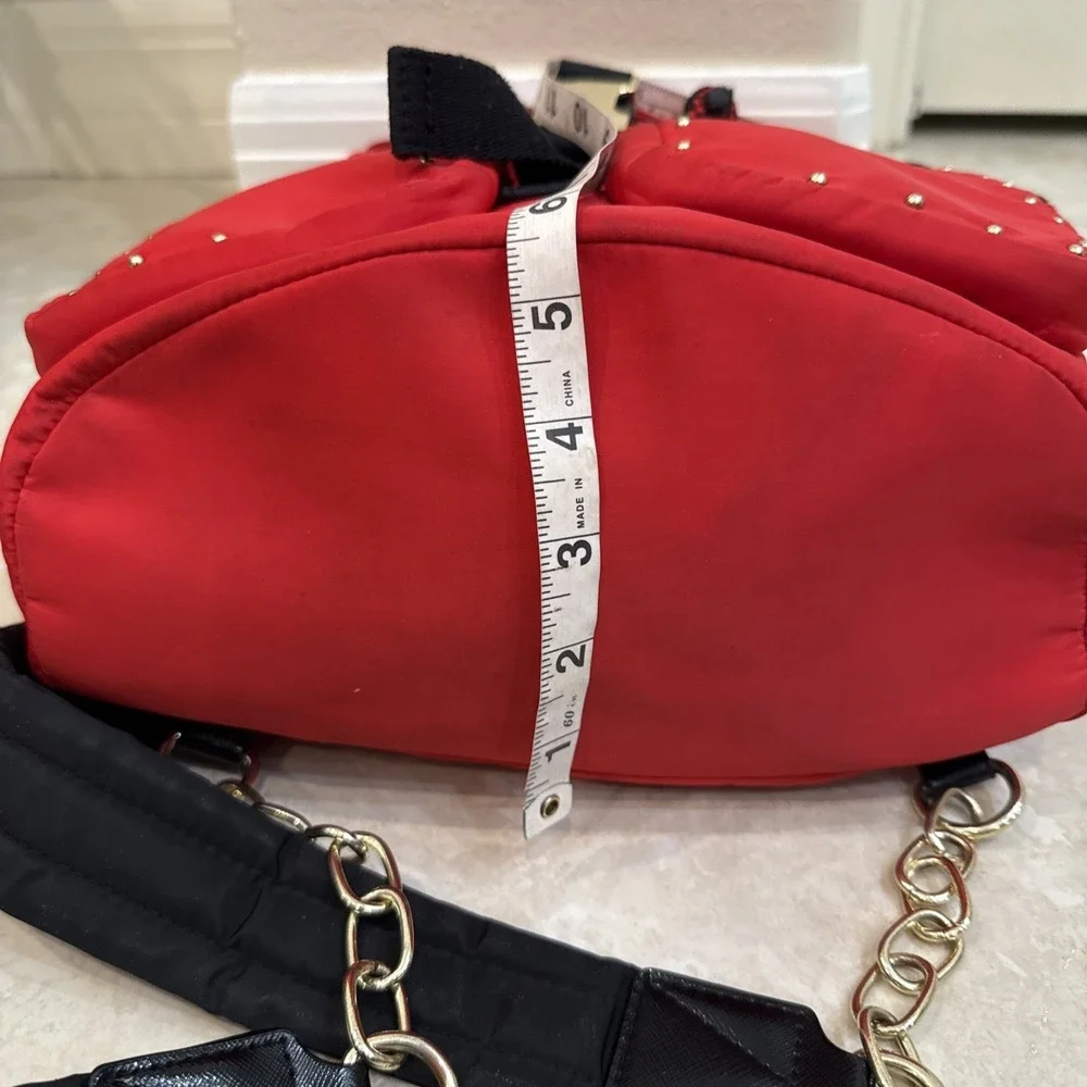 Victorias Secret BACKPACK - RED W/GOLD STUDS - Drawstring Close‎ Buckle Pockets